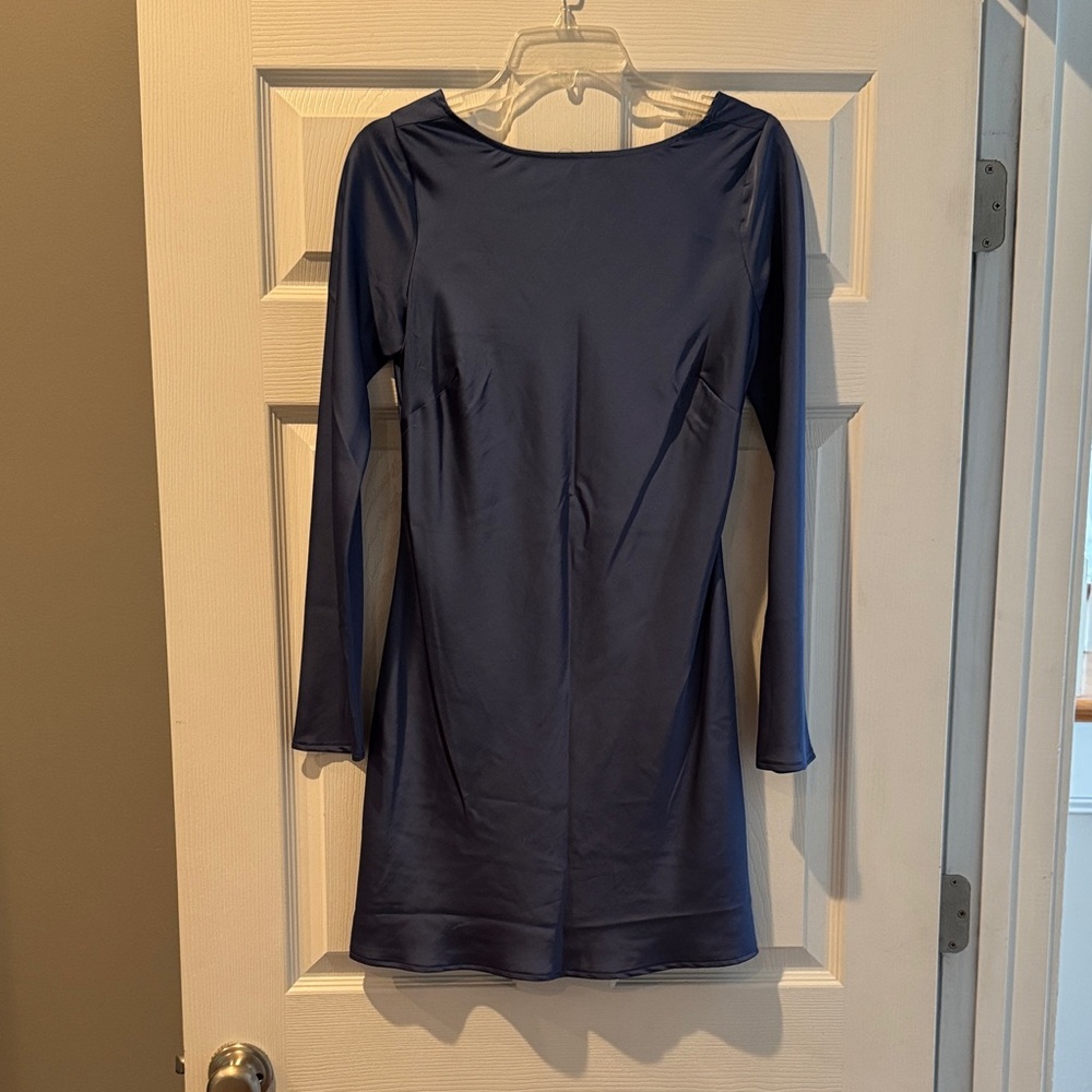 Abercrombie & Fitch Open Back Navy Long Sleeve Dress
